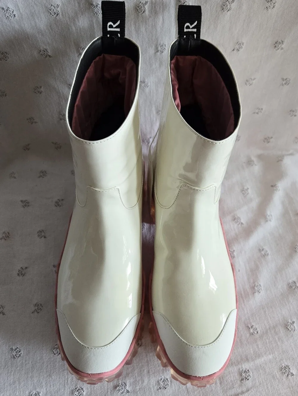 NWOT Moncler Halma Rain Boots White & Pink Size 40 - Picture 4 of 7
